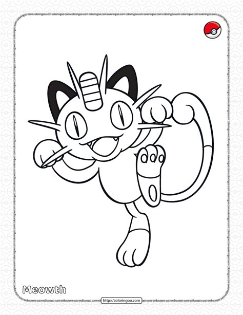 Pokemon Meowth Pdf Coloring Page