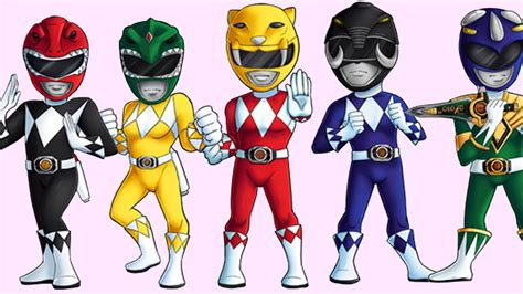 The Power Rangers Wrong Heads Red Yellow Blue Black Green Power