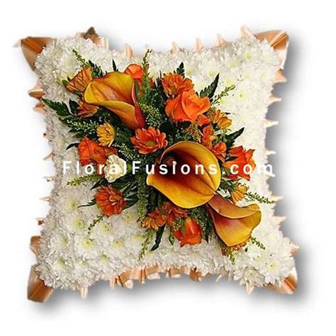 White And Orange Cushion Floral Fusions Leicester Based Florist For