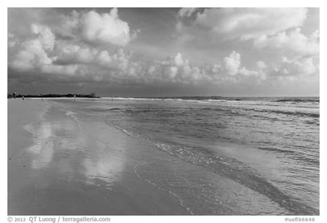 Black And White Picturephoto Sky Reflecting In Wet Sand