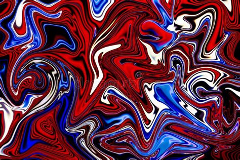 Red White And Blue Marbling Paint Swirls Background Stock Photo