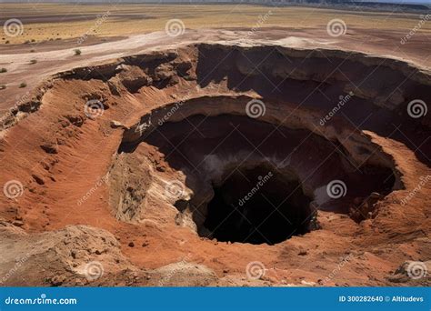 Sinkhole Forming In A Desert Area Stock Photo Image Of Geological