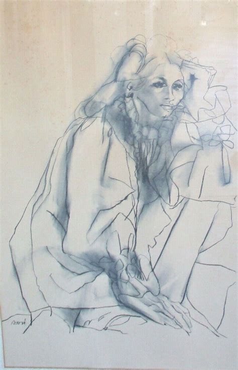 Antique Charcoal Drawing Of Seated Woman Signed By Artist Sari Etsy