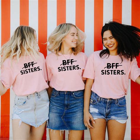 1pcs Bff Sisters Letters Printing Casual Tee Solid Color Best Friends