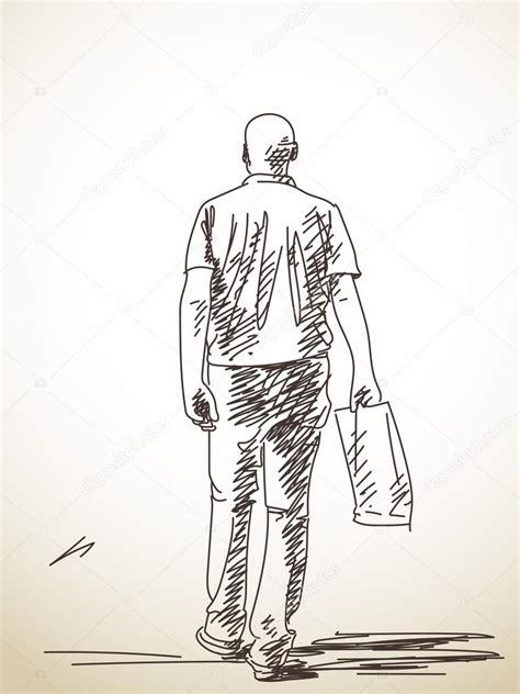 ¿cuál es el tamaño más grande de una persona caminando? Dibujo de hombre de caminar — Vector de stock ...