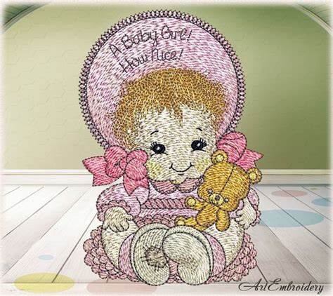Bonnet Baby Girl With Teddy Machine Embroidery Design For A Etsy