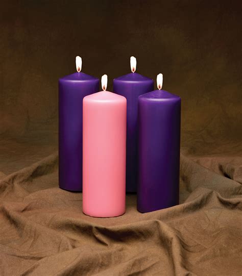 Emkay Advent Pillar Candle Set 9 X 3 3 Purple 1 Pink