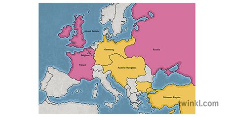 Mapa De Europa Ww1 Países En Guerra Eje Aliado Primer Mundo Grandes