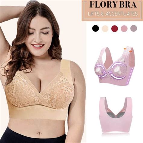 Rosy Lift Bra Plus Size Comfort Extra Elastic Wireless Support Lace
