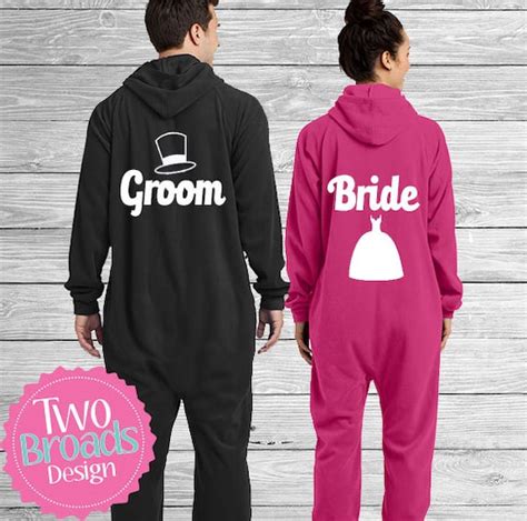 Adult Footie Pajamas Set Of 2 Bride And Groom Onesies Adult