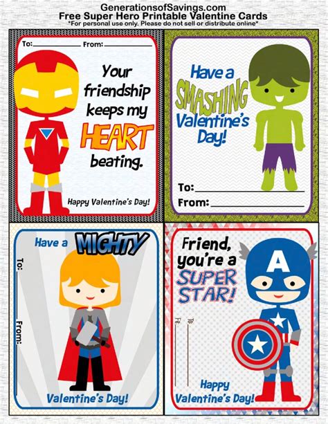 Free Printable Superhero Valentines Day Cards Kat Balog