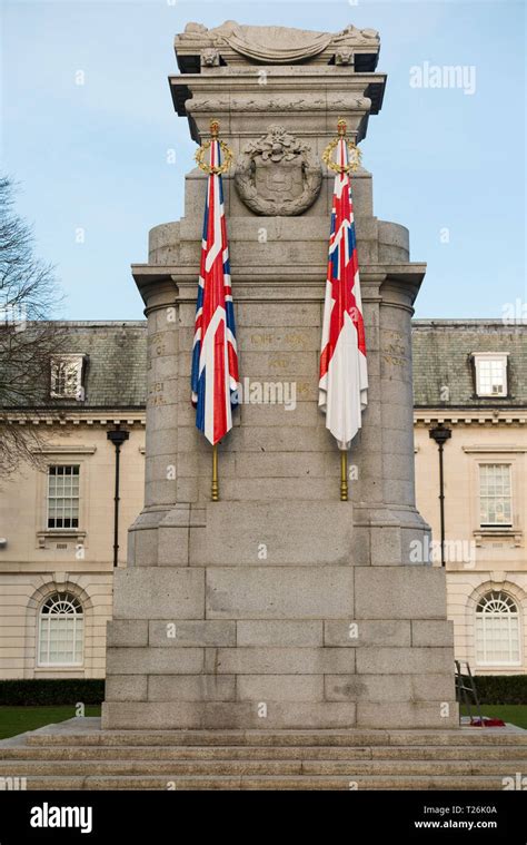 The Rochdale Cenotaph War Memorial With Carved Stone Flags Designed