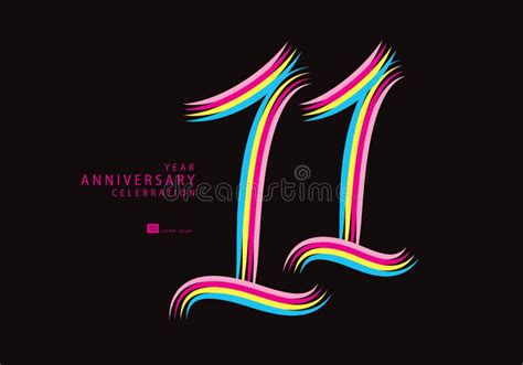 11 Years Anniversary Celebration Logotype Colorful Line Vector 11th
