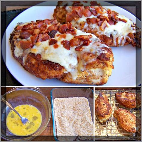 This sour cream chicken is made with a sour cream sauce smothered over chicken breasts, topped with parmesan cheese and baked in the oven!. Parmesan Crusted Chicken with Bacon | Recipe | Crusted ...
