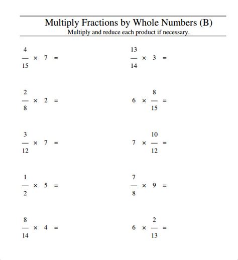 Free printable pdf format sheets for kids with solutions to help them start learning basic. FREE 14+ Sample Multiplying Fractions Worksheet Templates ...