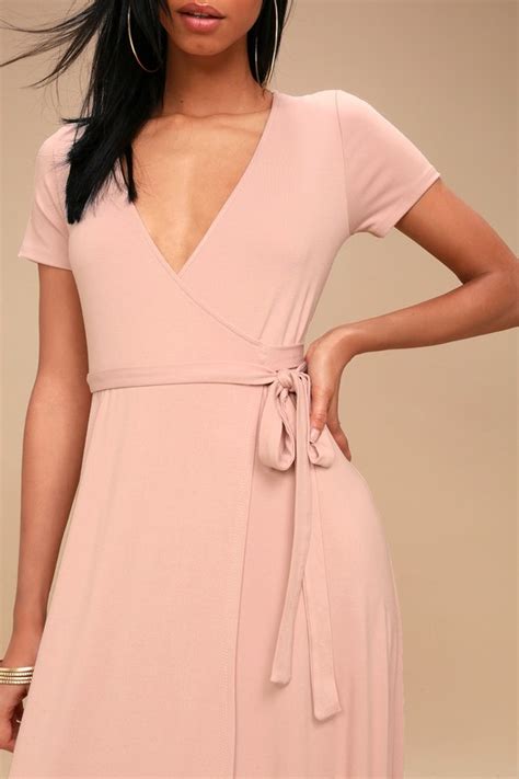 Lovely Pale Pink Dress Wrap Dress Maxi Dress