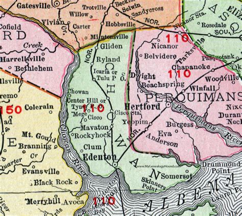 Chowan County North Carolina 1911 Map Rand Mcnally Edenton