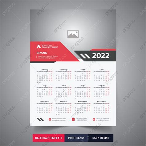 Print Ready 2022 Calendar Template Design One Page Creative Vector