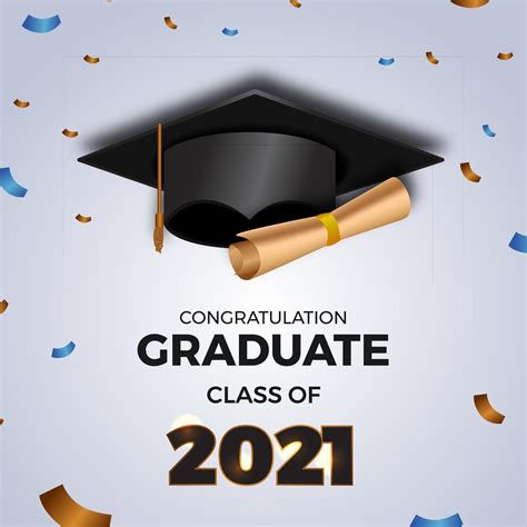 2021 Class Graduation With 3d Graduate Cap Illustration 2178781 Vector