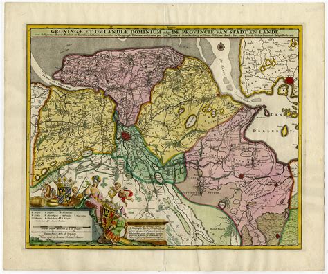 antique map of groningen by schenk c 1730