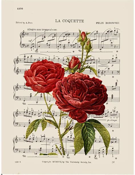 An Old Sheet Music With Roses On It