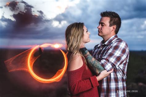 Copper Pipe Ring Of Fire Lens Flare With Couple On Engagement Adventure