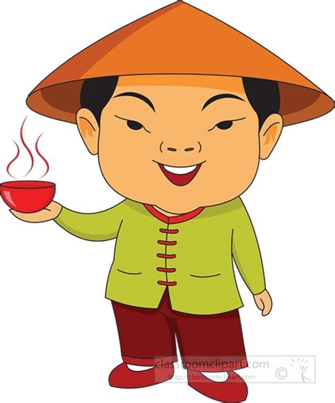 Ancient China Clipart Man In Treditional Chinese Costume Holding Soup