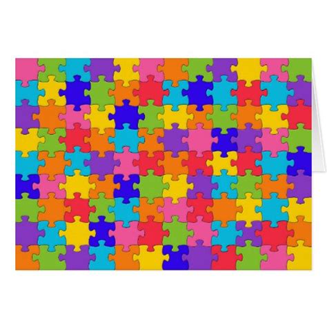 Colorful Jigsaw Puzzle Pieces Happy Puzzler Card Zazzle