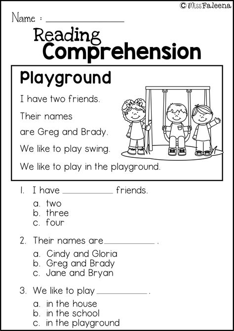 Free Printable Reading Comprehension Worksheets For 1st Grade