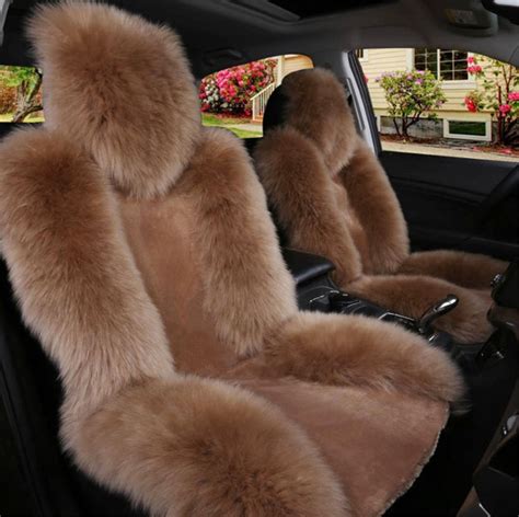 genuine australian sheepskin fur long wool car front seat cover winter universal ebay