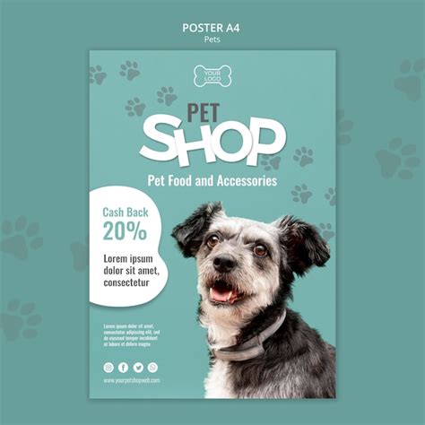 Free Psd Pet Shop Poster Template With Photo Of Dog
