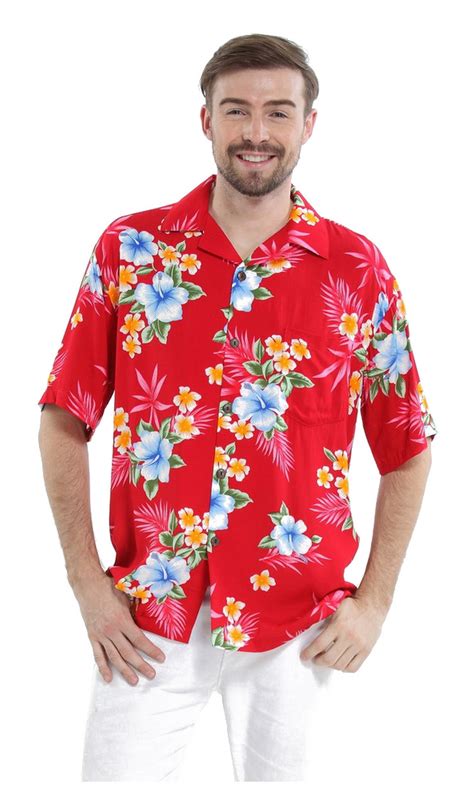 Men S Hawaiian Shirt Aloha Shirt S Hibiscus Red Walmart