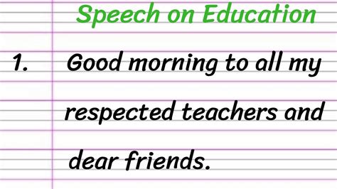Education Speech In English 10 Lines Short Speech On Education Youtube