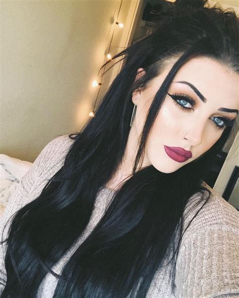 Amber Danielle On Instagram “🙃” Black Hair Pale Skin Hair Pale Skin Jet Black Hair