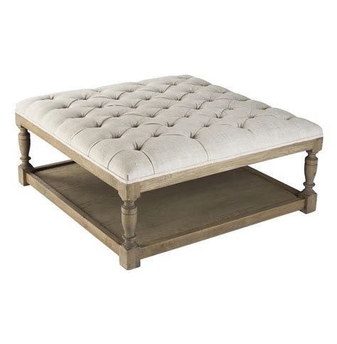 Find ottoman in coffee tables | buy or sell coffee tables, ottomans, poufs, side tables & more in canada. Square Linen Natural Oak Tufted Coffee Table Ottoman ...