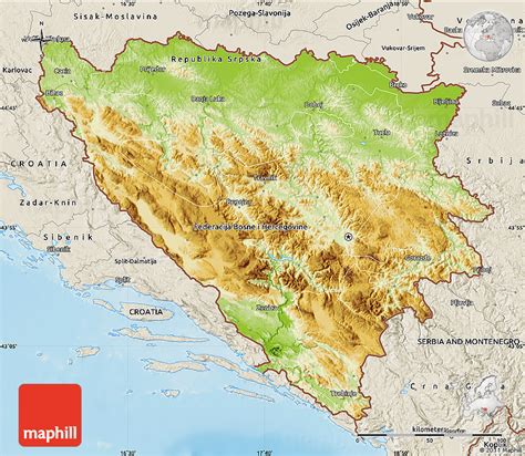 Physical Map Of Bosnia And Herzegovina Shaded Relief Outside