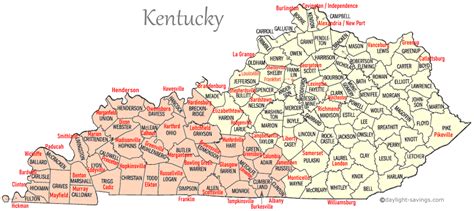 Kentucky Time Zones Map 