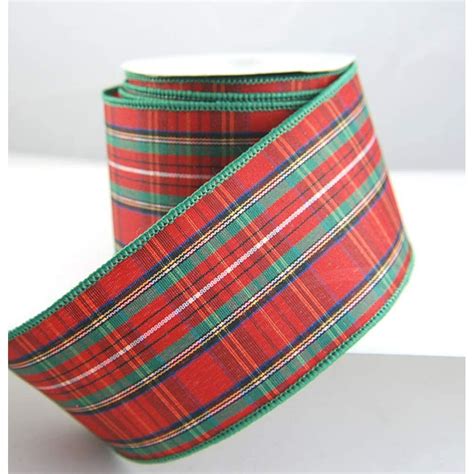 Wire Edged Plaid Tradition Red Green And Blue Plaid Christmas Ribbon 2