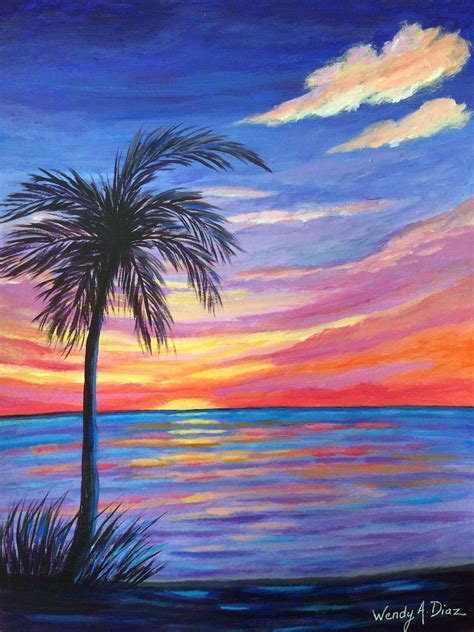 Sunset Beach Acrylic Painting Genna Almanza