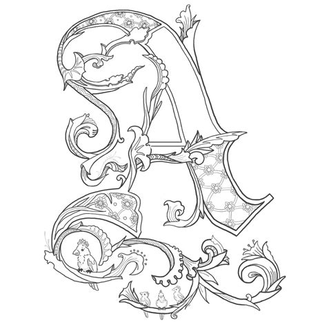 Coloring For Grown Ups Lettering Alphabet Illuminated Letters