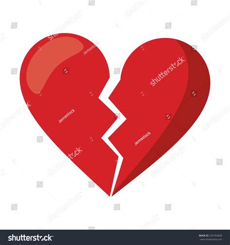 Red Heart Broken Sad Separation Stock Vector Royalty Free 533764828