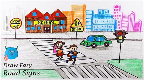 Its a city street drawing. Road Safety Drawing for School Kids ... | Drawing for kids ...