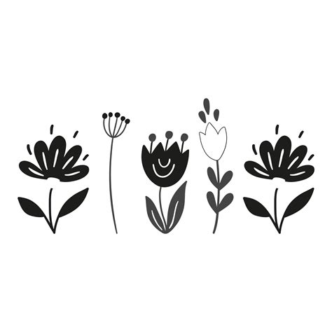 Black And White Flowers Floral Canvas Tenstickers