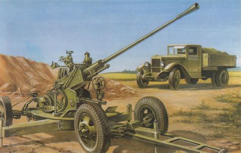 Hd Wallpaper Art Position 37 Mm Soviet Automatic Anti Aircraft Cannon