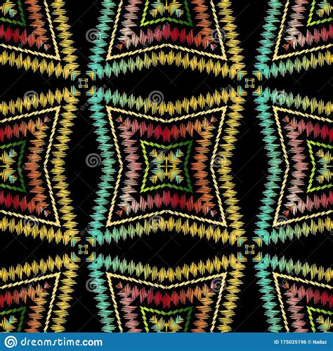 Tapestry Colorful Abstract Seamless Pattern Embroidery Ornamental