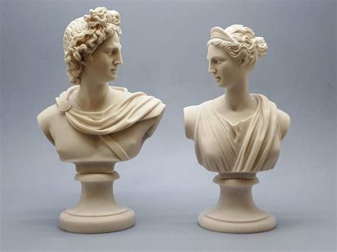 Set 2 Busts God Apollo And Goddess Artemis Diana Greek Cast Etsy