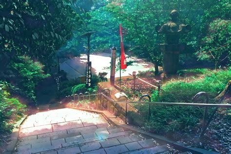 Download 2016x1347 Anime Landscape Stairs Realistic Park Wallpapers