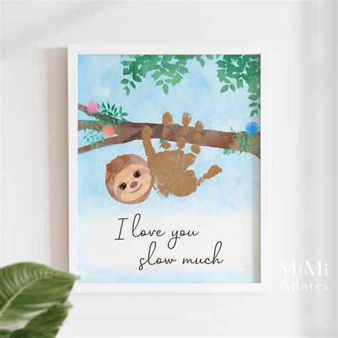 Sloth Handprint Printable Kids Baby Handprint Craft Handprint Keepsake