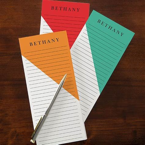 Color Blocks Personalized List Notepads Set Of 3 Sticky Notes