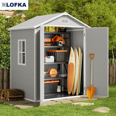 Storage Shed Lofka 6 X 44 Resin Outdoor Shed Graywhite